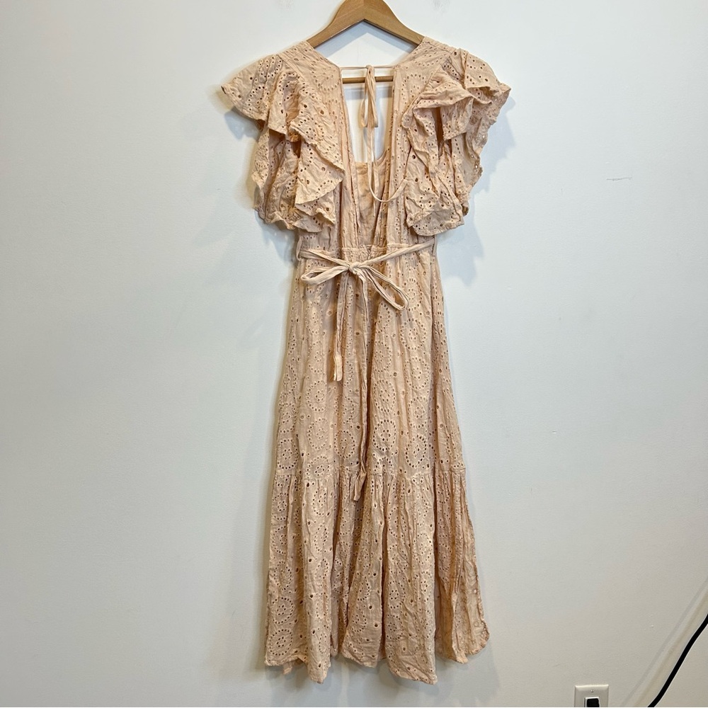 HYFVE Mackenzie Eyelet Tiered Ruffle Sleeve Maxi Dress Blush - Picture 5 of 8